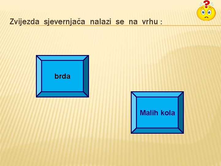 Zvijezda sjevernjača nalazi se na vrhu : brda Malih kola Zvijezda sjevernjača nalazi se na vrhu : brda Malih kola