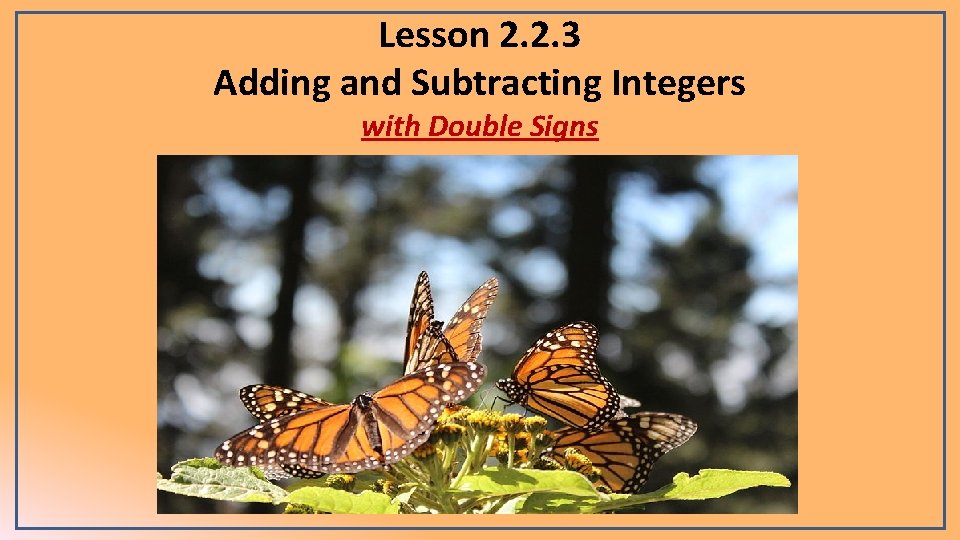 Lesson 2. 2. 3 Adding and Subtracting Integers with Double Signs 