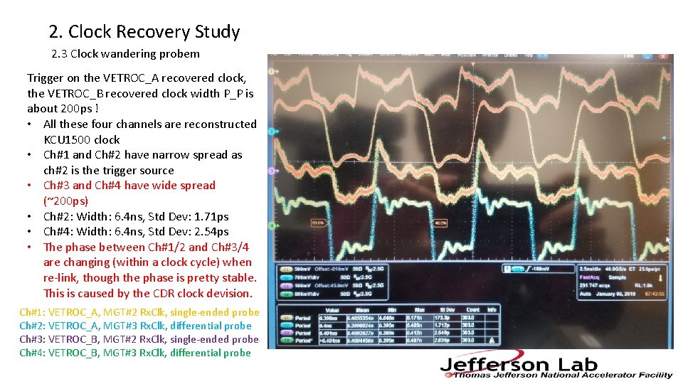 2. Clock Recovery Study 2. 3 Clock wandering probem Trigger on the VETROC_A recovered