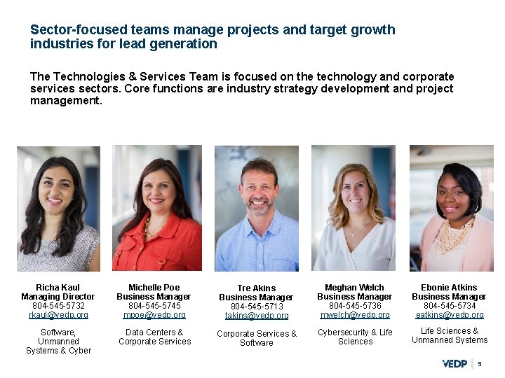 Sector-focused teams manage projects and target growth industries for lead generation The Technologies &