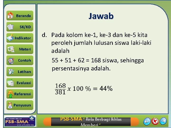 Jawab Beranda SK/KD Indikator Materi Contoh Latihan Evaluasi d. Pada kolom ke-1, ke-3 dan