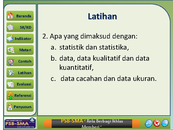 Beranda Latihan SK/KD Indikator Materi Contoh Latihan Evaluasi 2. Apa yang dimaksud dengan: a.