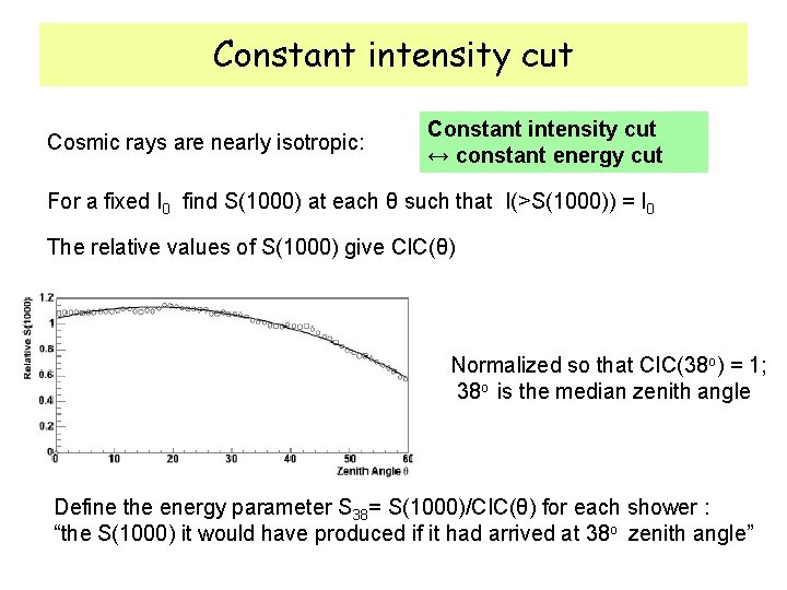 Constant intensity cut Cosmic rays are nearly isotropic: Constant intensity cut ↔ constant energy