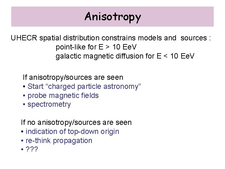Anisotropy UHECR spatial distribution constrains models and sources : point-like for E > 10