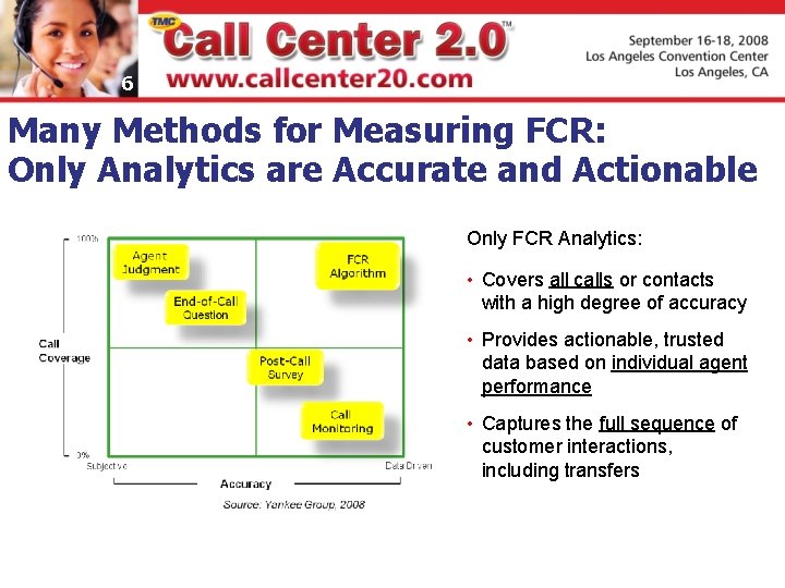 6 Many Methods for Measuring FCR: Only Analytics are Accurate and Actionable Only FCR