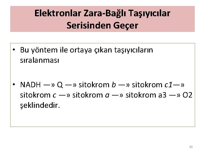 Elektronlar Zara-Bağlı Taşıyıcılar Serisinden Geçer • Bu yöntem ile ortaya çıkan taşıyıcıların sıralanması •