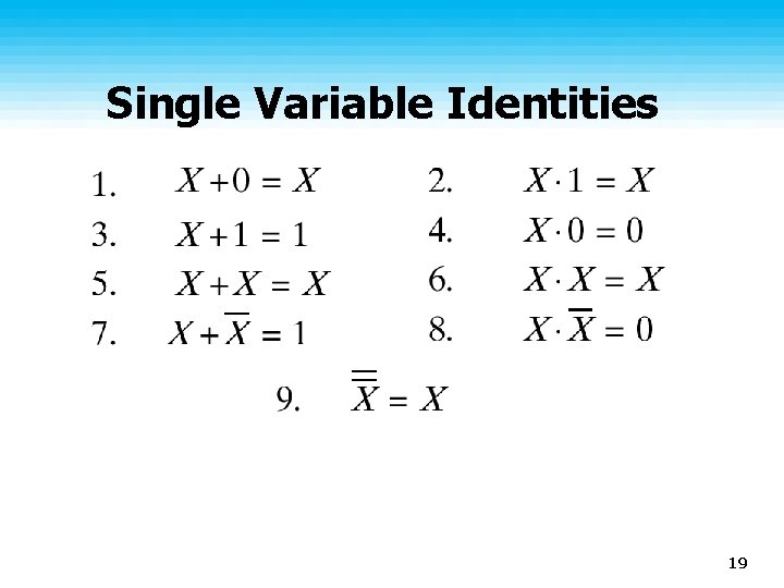 Single Variable Identities 19 