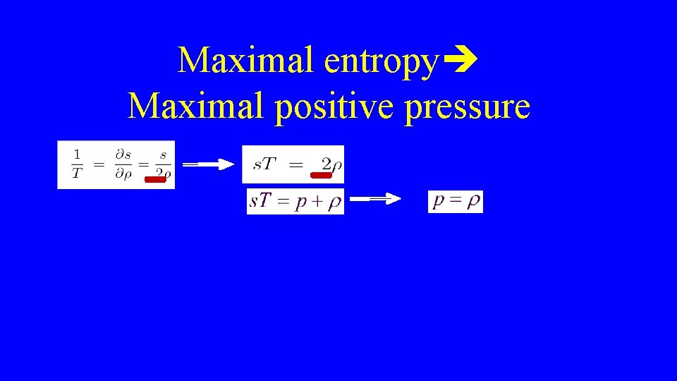 Maximal entropy Maximal positive pressure 