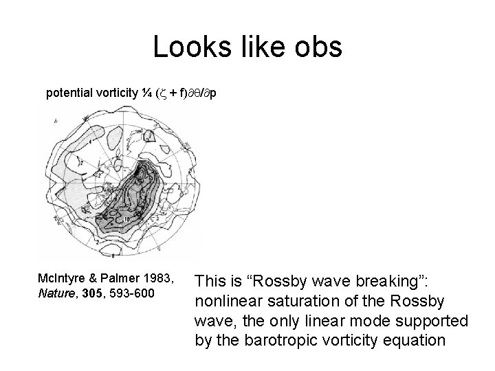 Looks like obs potential vorticity ¼ ( + f) / p Mc. Intyre &