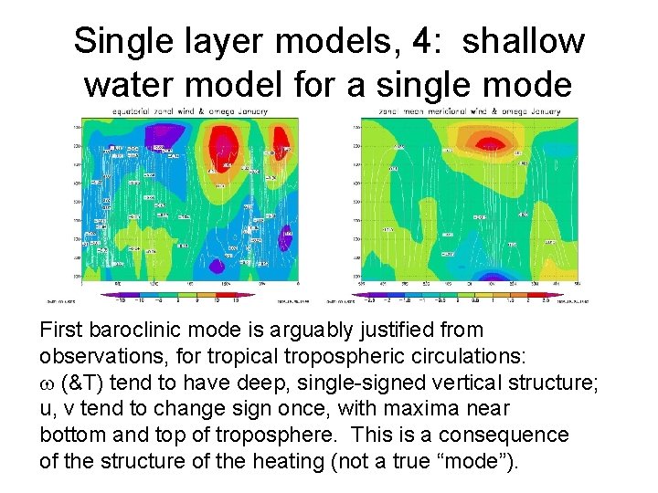 Single layer models, 4: shallow water model for a single mode First baroclinic mode