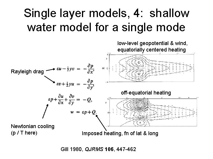 Single layer models, 4: shallow water model for a single mode low-level geopotential &