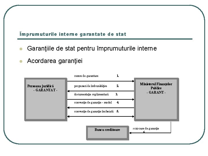 Împrumuturile interne garantate de stat l Garanţiile de stat pentru împrumuturile interne l Acordarea