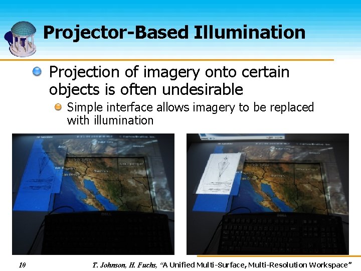 Projector-Based Illumination Projection of imagery onto certain objects is often undesirable Simple interface allows