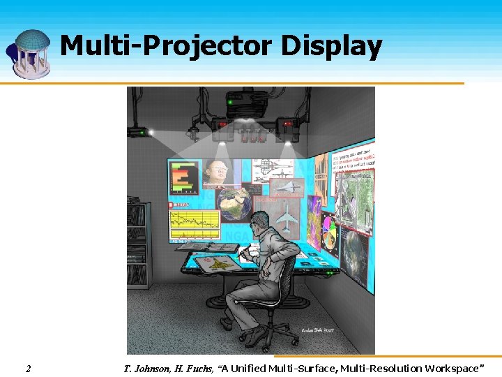 Multi-Projector Display 2 T. Johnson, H. Fuchs, “A Unified Multi-Surface, Multi-Resolution Workspace” 