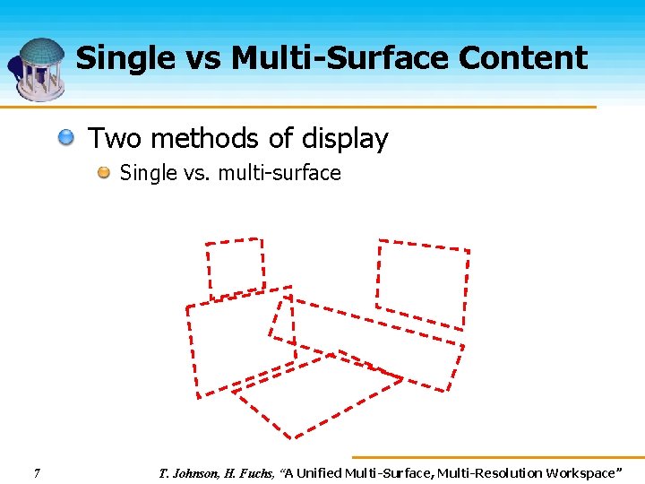 Single vs Multi-Surface Content Two methods of display Single vs. multi-surface 7 T. Johnson,