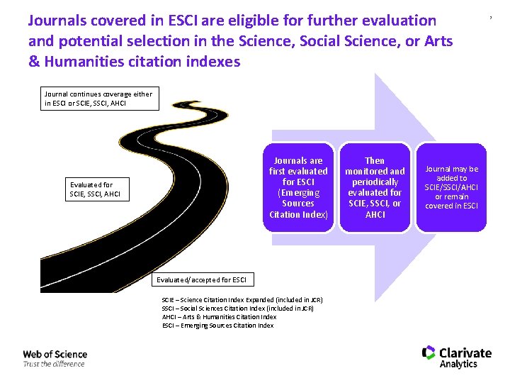 Journals covered in ESCI are eligible for further evaluation and potential selection in the