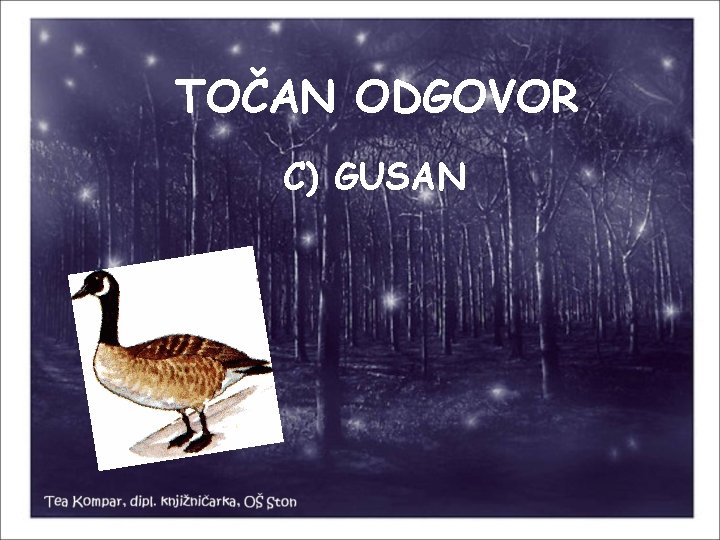 TOČAN ODGOVOR C) GUSAN 