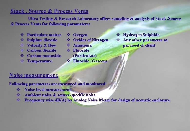 Stack , Source & Process Vents Ultra Testing & Research Laboratory offers sampling &
