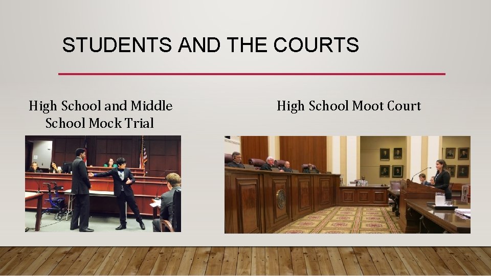 STUDENTS AND THE COURTS High School and Middle School Mock Trial High School Moot