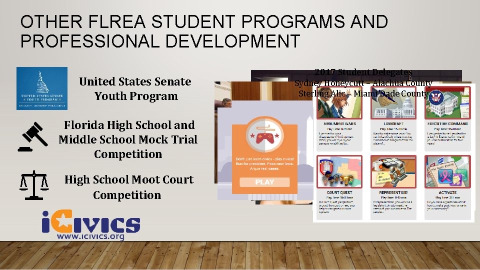 OTHER FLREA STUDENT PROGRAMS AND PROFESSIONAL DEVELOPMENT United States Senate Youth Program Florida High