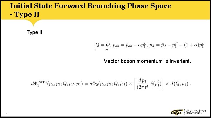 Initial State Forward Branching Phase Space - Type II Vector boson momentum is invariant.