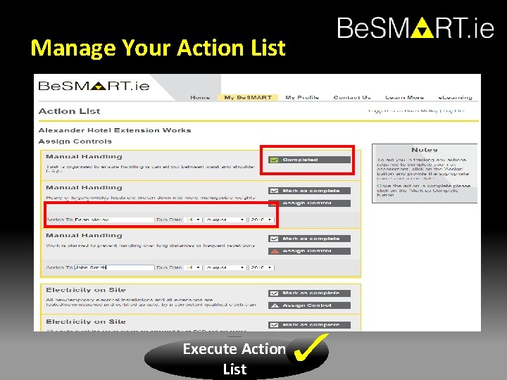 Manage Your Action List Execute Action List 