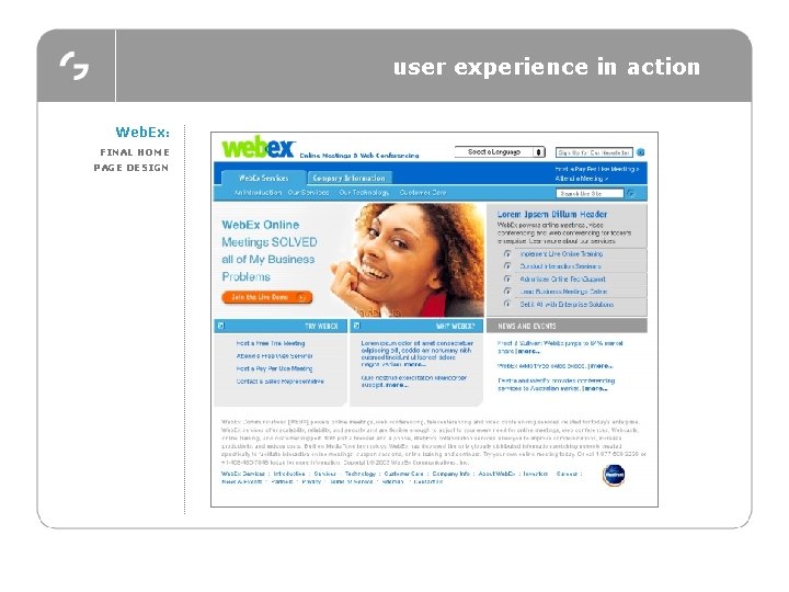 user experience in action Web. Ex: FINAL HOME PAGE DESIGN 