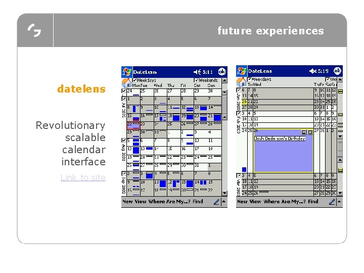 future experiences datelens Revolutionary scalable calendar interface Link to site 