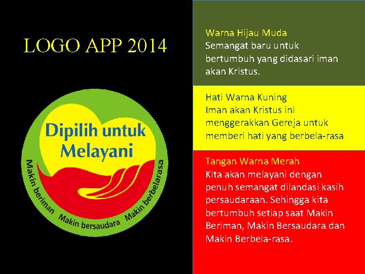 LOGO APP 2014 Warna Hijau Muda Semangat baru untuk bertumbuh yang didasari iman akan