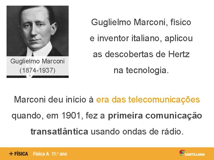 Guglielmo Marconi, físico e inventor italiano, aplicou Guglielmo Marconi (1874 -1937) as descobertas de