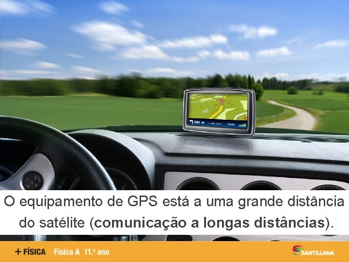 O equipamento de GPS está a uma grande distância do satélite (comunicação a longas