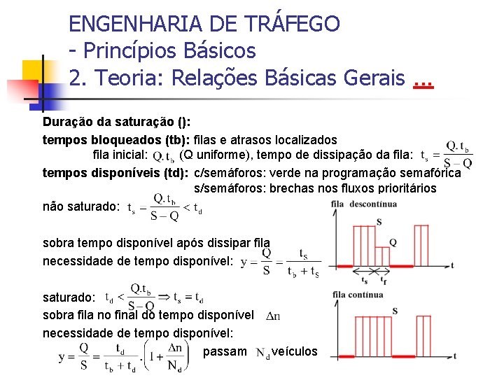 ENGENHARIA DE TRÁFEGO - Princípios Básicos 2. Teoria: Relações Básicas Gerais. . . Duração