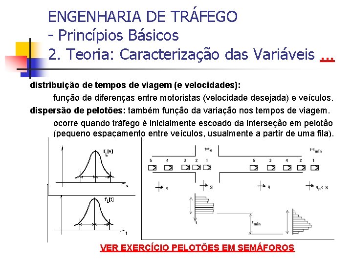 ENGENHARIA DE TRÁFEGO - Princípios Básicos 2. Teoria: Caracterização das Variáveis. . . distribuição