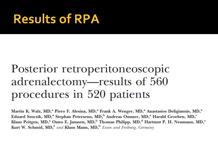 Results of RPA 