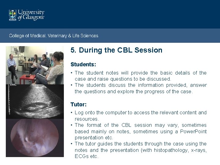 5. During the CBL Session Students: • The student notes will provide the basic