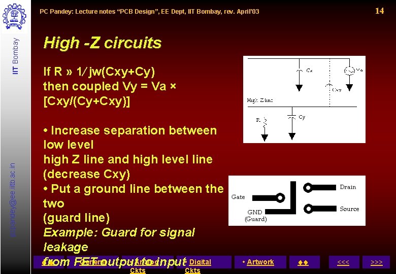 14 pcpandey@ee. iitb. ac. in IIT Bombay PC Pandey: Lecture notes “PCB Design”, EE