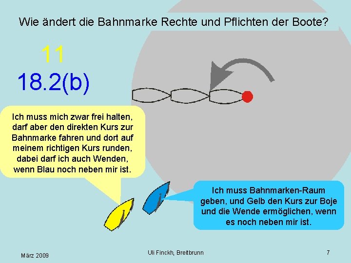 Wie ändert die Bahnmarke Rechte und Pflichten der Boote? 11 18. 2(b) Ich muss