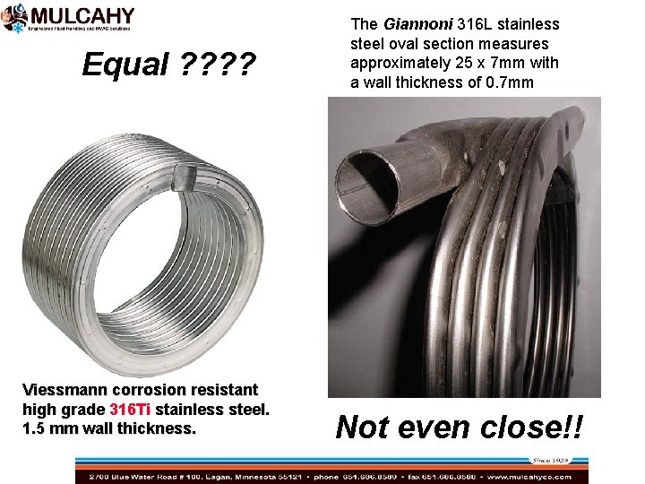 Equal ? ? Viessmann corrosion resistant high grade 316 Ti stainless steel. 1. 5