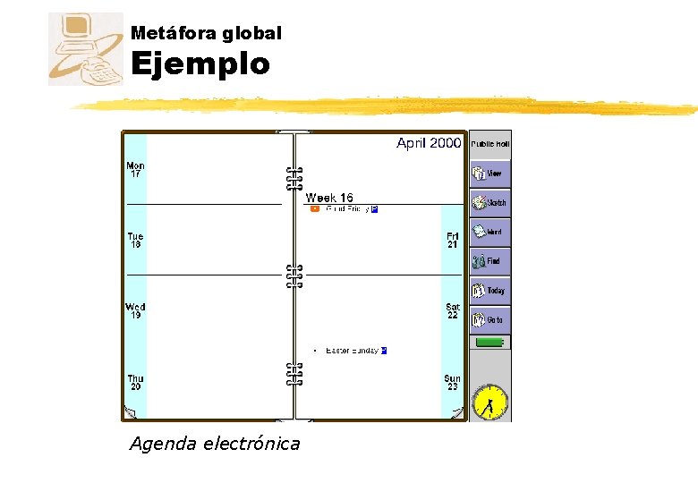 Metáfora global Ejemplo Agenda electrónica Metáfora global Ejemplo Agenda electrónica