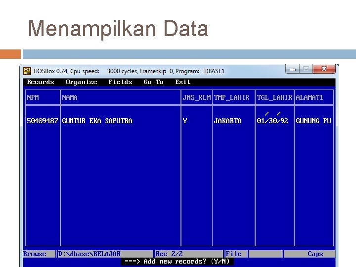 Menampilkan Data 