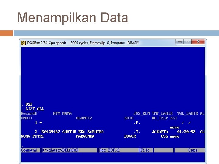 Menampilkan Data 