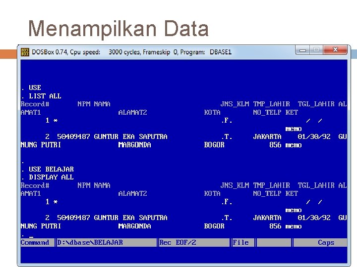 Menampilkan Data 