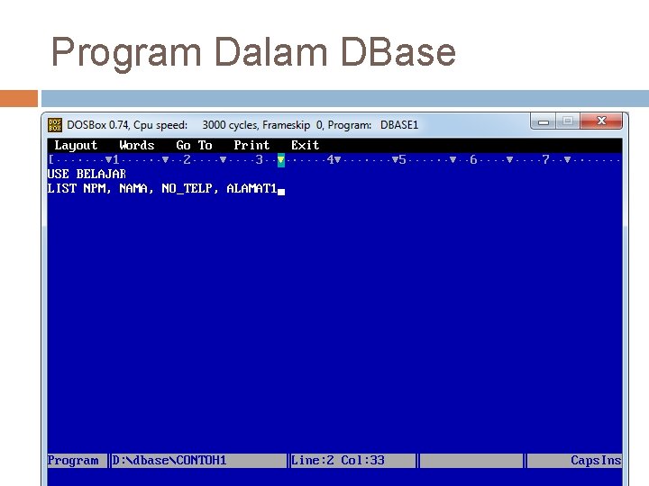 Program Dalam DBase 