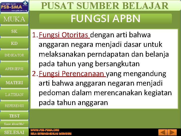 PUSAT SUMBER BELAJAR MUKA SK KD INDIKATOR APERSEPSI MATERI LATIHAN REFERENSI TEST Know About