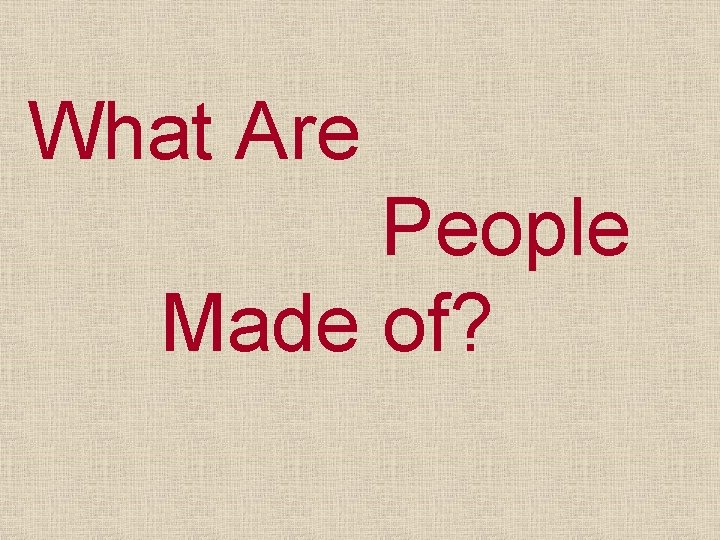 What Are People Made of? 