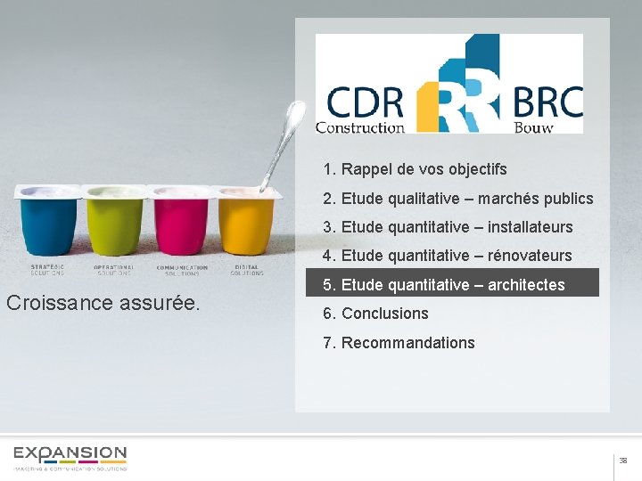 1. Rappel de vos objectifs 2. Etude qualitative – marchés publics 3. Etude quantitative