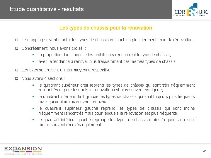 2013 Etude quantitative - résultats Les types de châssis pour la rénovation q Le