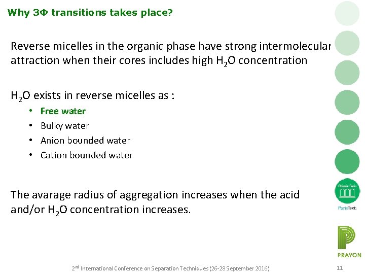 Why 3Φ transitions takes place? Reverse micelles in the organic phase have strong intermolecular