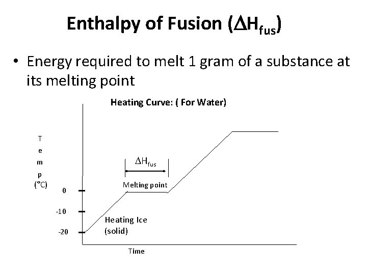 Enthalpy of Fusion (DHfus) • Energy required to melt 1 gram of a substance