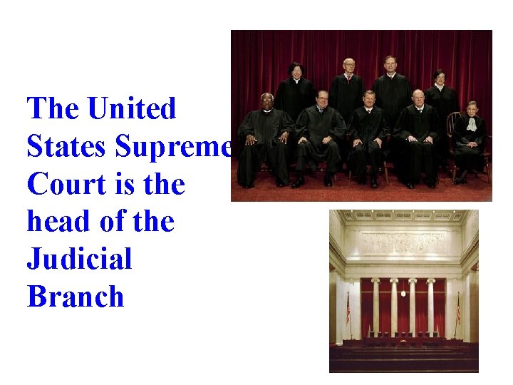 The United States Supreme Court is the head of the Judicial Branch 